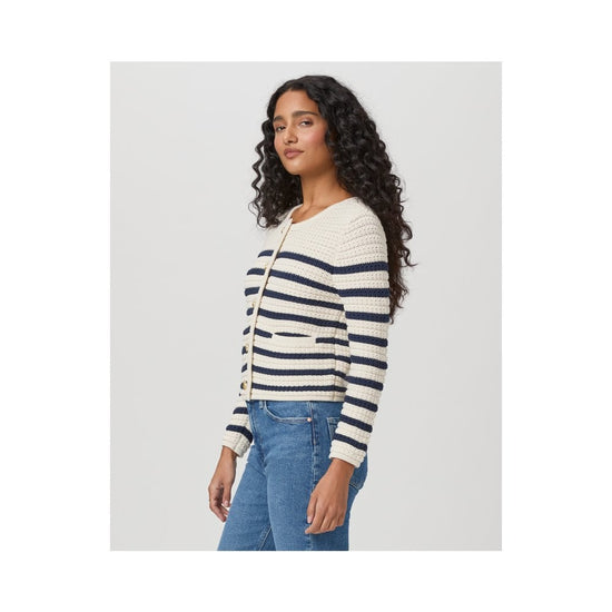 Young Ideas/Henmores - Oberon Striped Cardigan - Ivory/Biscotti - XS