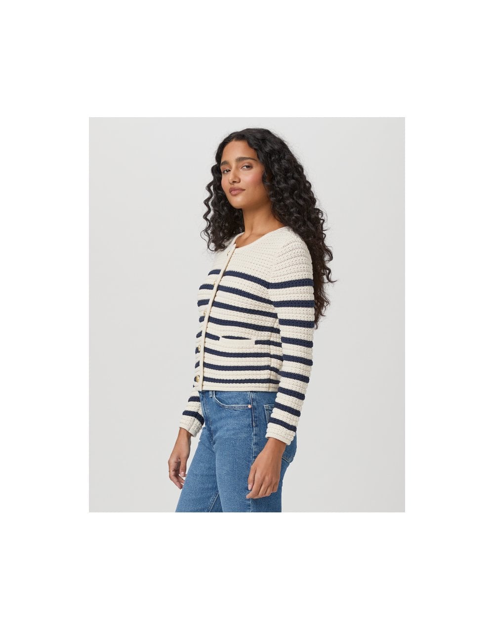 Young Ideas/Henmores - Oberon Striped Cardigan - Ivory/Biscotti - XS