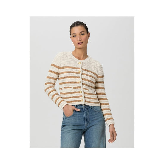 Young Ideas/Henmores - Oberon Striped Cardigan - Ivory/Biscotti - XS