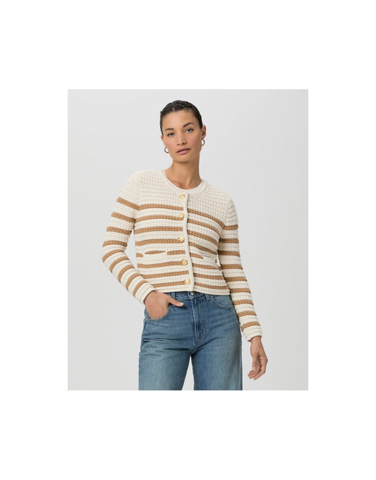 Young Ideas/Henmores - Oberon Striped Cardigan - Ivory/Biscotti - XS