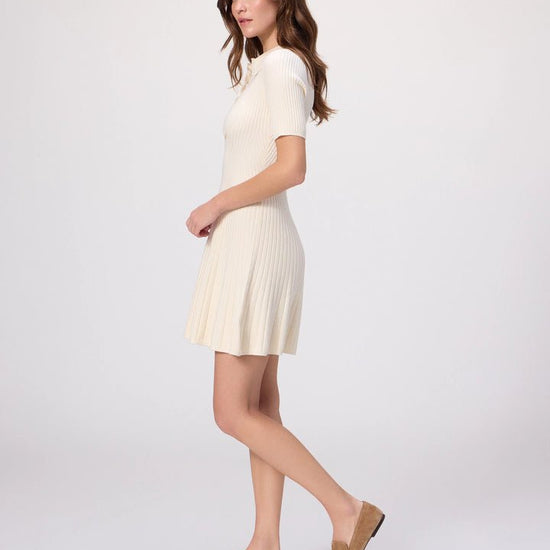 Young Ideas & Henmores - Olie Ribbed Short Dress - Ecru - XS