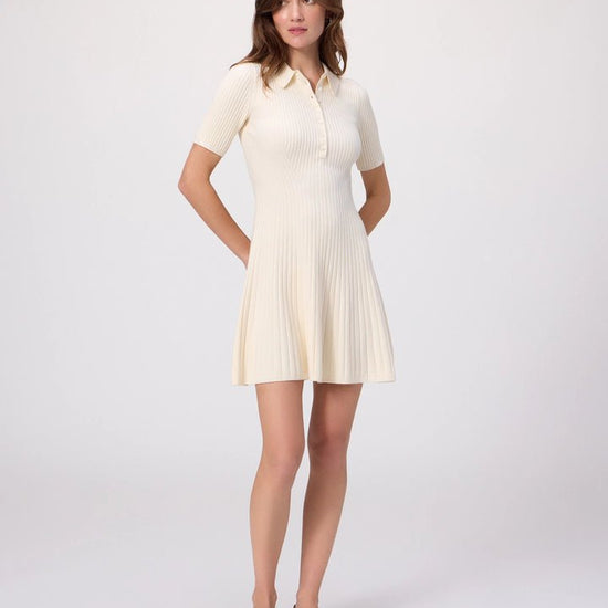 Young Ideas & Henmores - Olie Ribbed Short Dress - Ecru - XS