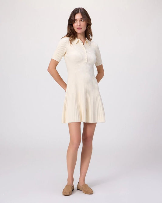 Young Ideas & Henmores - Olie Ribbed Short Dress - Ecru - XS