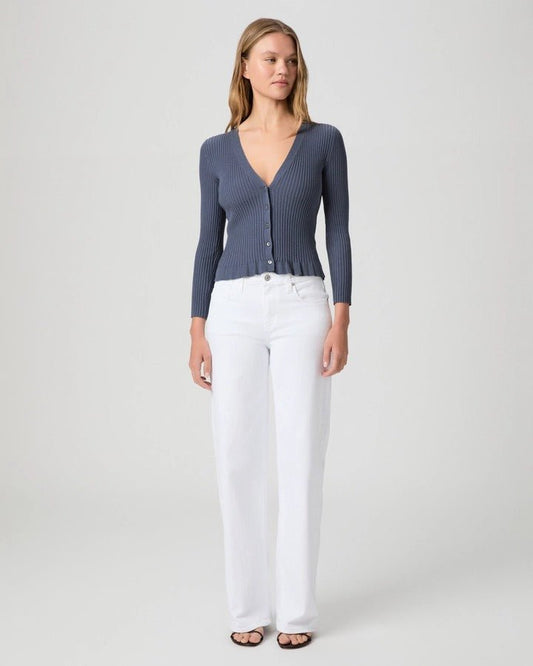 Young Ideas & Henmores -Royce Ribbed Frill Cardigan -Pacific Blue -S