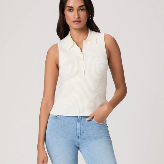Young Ideas & Henmores - Vesta Sleevless Ribbed Top - Ivory - XS