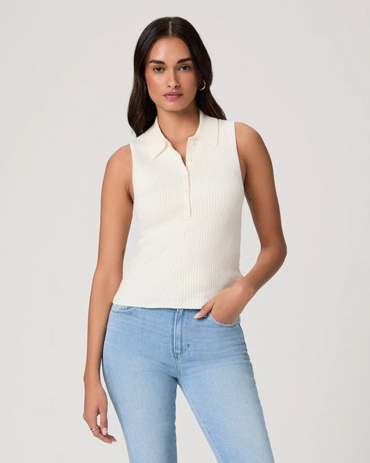 Young Ideas & Henmores - Vesta Sleevless Ribbed Top - Ivory - XS
