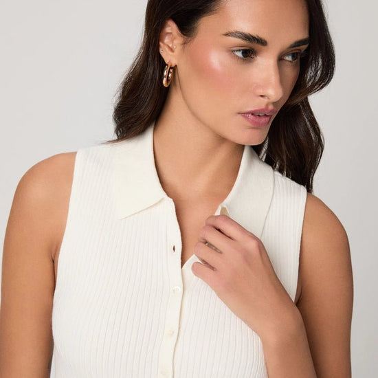 Young Ideas & Henmores - Vesta Sleevless Ribbed Top - Ivory - XS