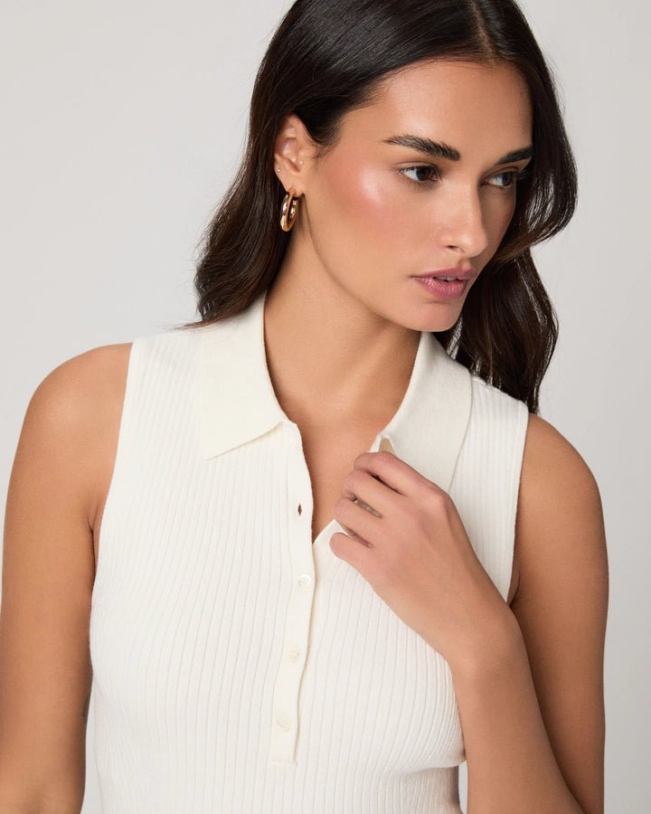 Young Ideas & Henmores - Vesta Sleevless Ribbed Top - Ivory - XS