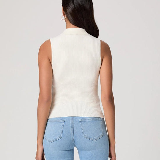 Young Ideas & Henmores - Vesta Sleevless Ribbed Top - Ivory - XS