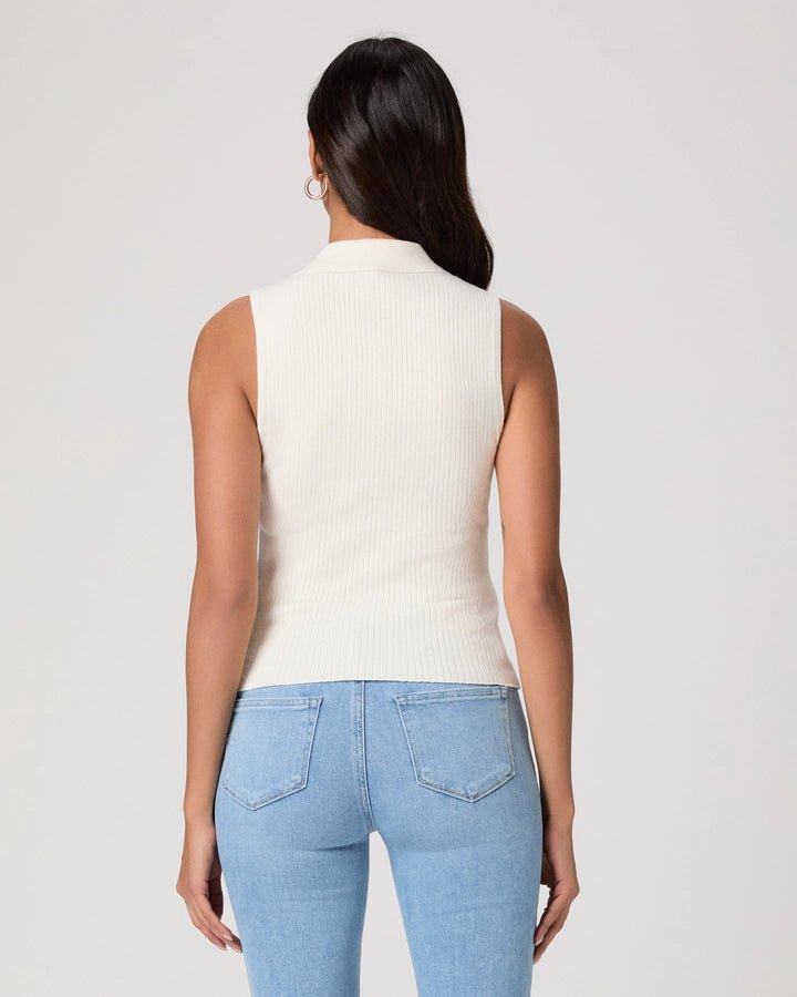 Young Ideas & Henmores - Vesta Sleevless Ribbed Top - Ivory - XS