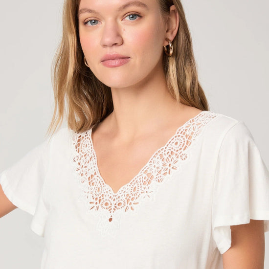 Young Ideas & Henmores -Vicky Lace T-Shirt -White -XS