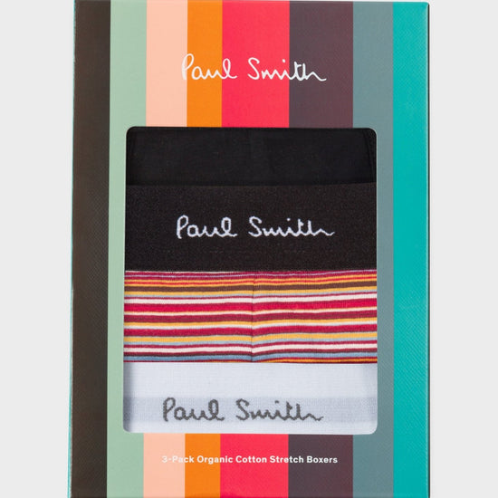 Young Ideas & Henmores -3 Pack Signature Stripe & Plain Boxers -1A Multicolour -M