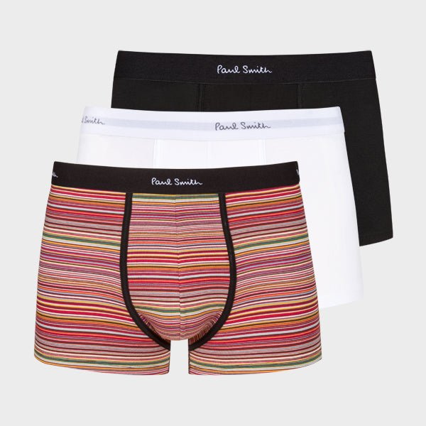 Young Ideas & Henmores -3 Pack Signature Stripe & Plain Boxers -1A Multicolour -M