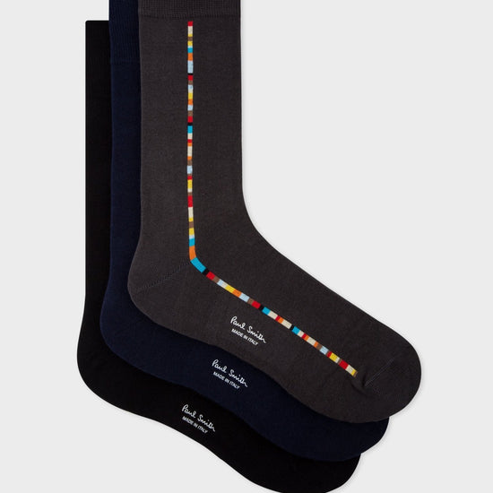 Young Ideas & Henmores -3 Pack Vittore Stripe Detail Socks -Multi -OS