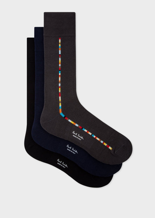 Young Ideas & Henmores -3 Pack Vittore Stripe Detail Socks -Multi -OS