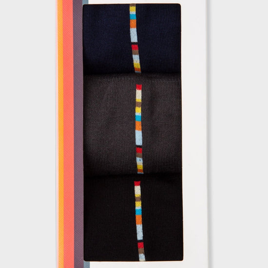 Young Ideas & Henmores -3 Pack Vittore Stripe Detail Socks -Multi -OS