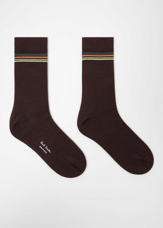 Young Ideas & Henmores -Alexis Signature Cuff Socks -66 Chocolate -OS