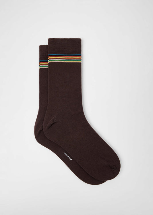 Young Ideas & Henmores -Alexis Signature Cuff Socks -66 Chocolate -OS