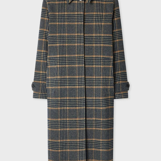 Young Ideas & Henmores -Back Button Checked Wool Coat -71 Grey Beige -6