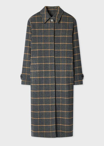 Young Ideas & Henmores -Back Button Checked Wool Coat -71 Grey Beige -6
