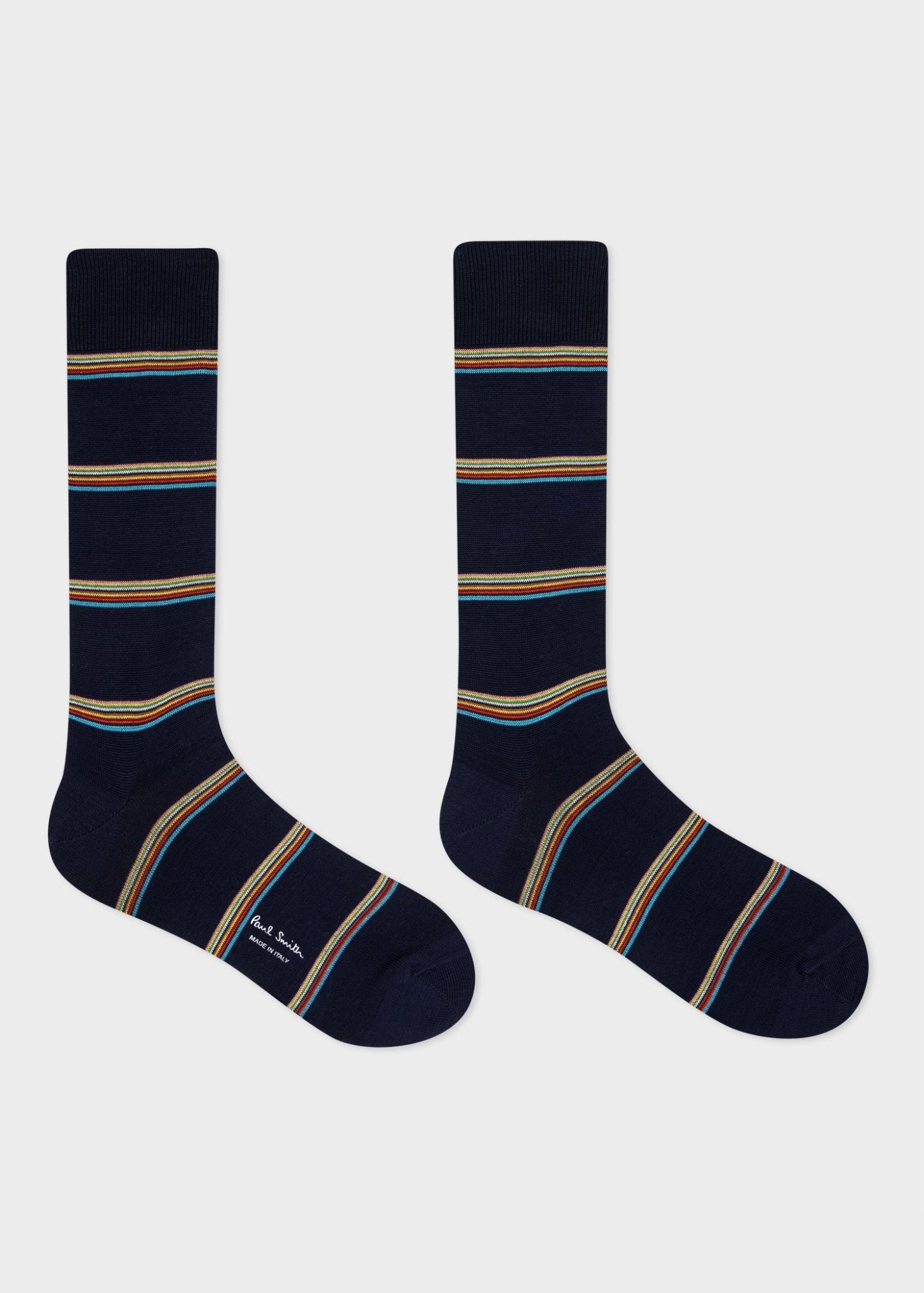 Young Ideas & Henmores -Block Stripe Socks -47 Blue -OS
