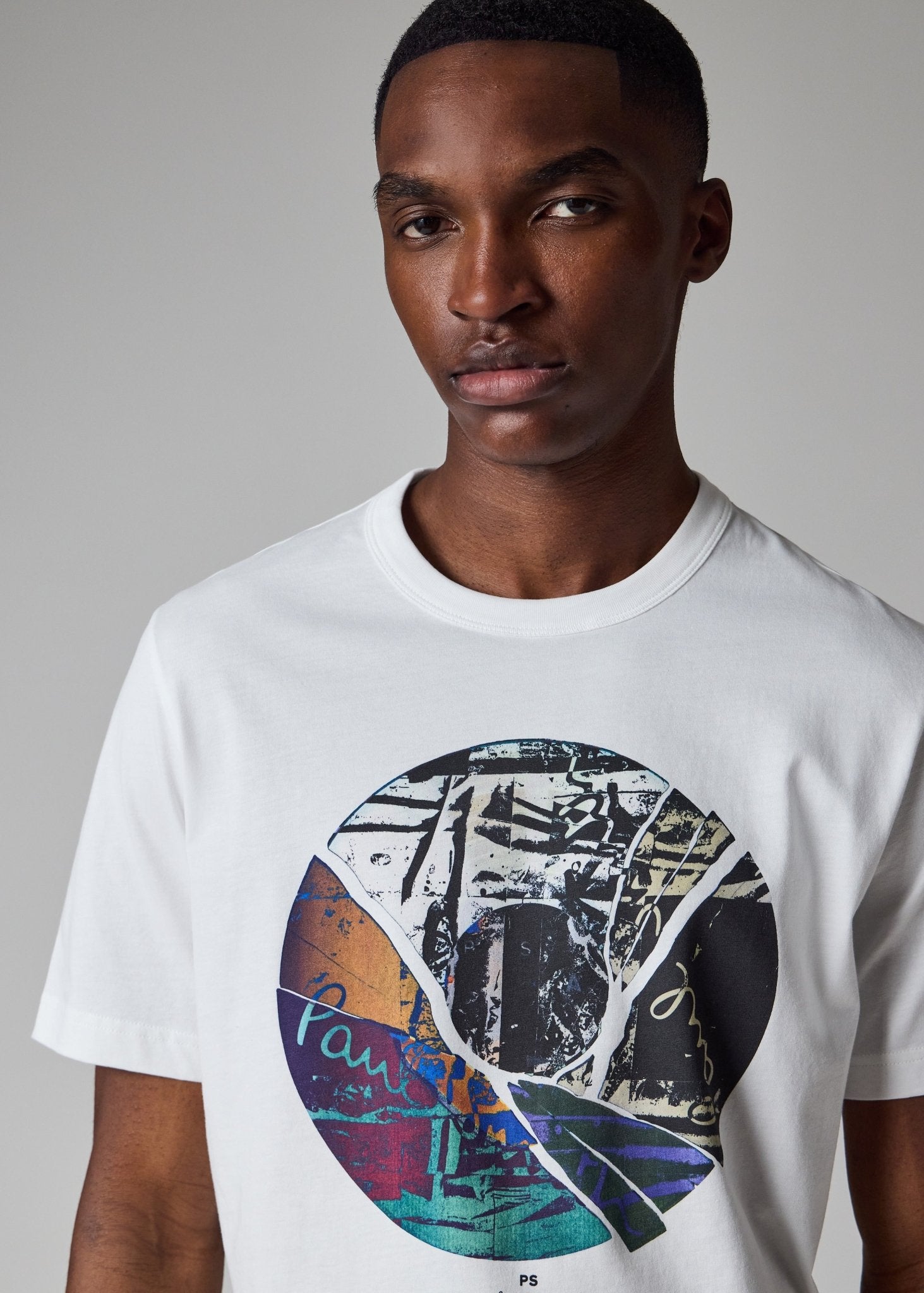 Young Ideas & Henmores -Broken Circle Graphic T-Shirt -02 White -M