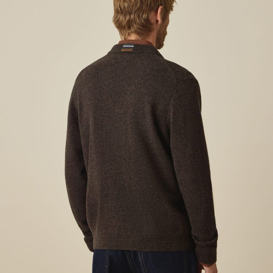Young Ideas & Henmores -Button Through Cardigan -69 Dark Brown -L