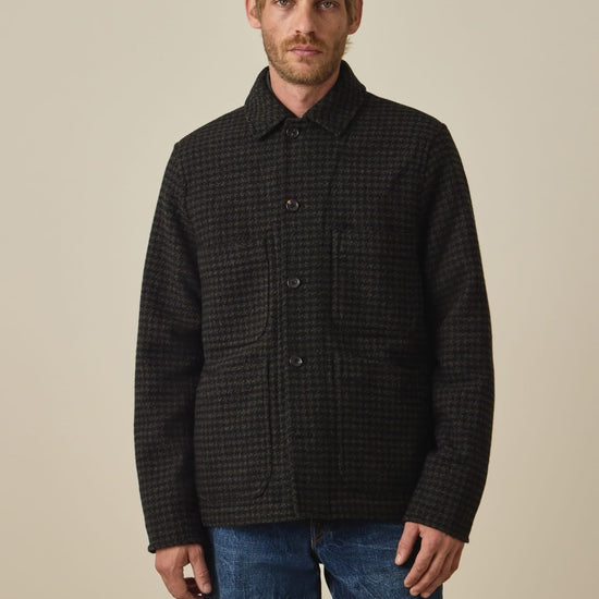Young Ideas & Henmores -Check Chore Jacket -38 Bottle Green -L