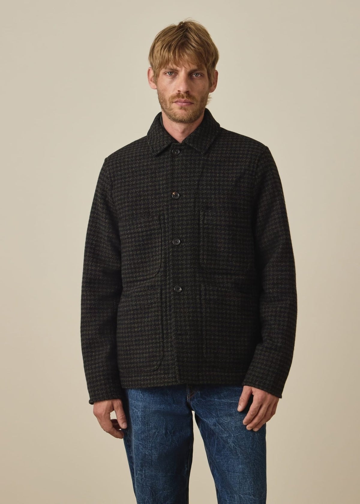 Young Ideas & Henmores -Check Chore Jacket -38 Bottle Green -L
