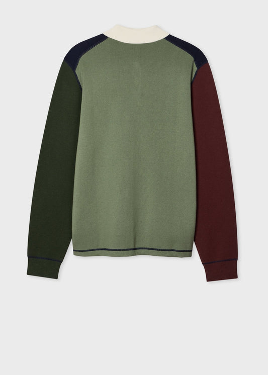 Young Ideas & Henmores -Colourblock LS Polo Sweat -49 Very Dark Navy -L