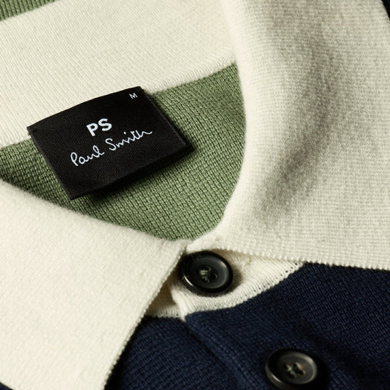 Young Ideas & Henmores -Colourblock LS Polo Sweat -49 Very Dark Navy -L