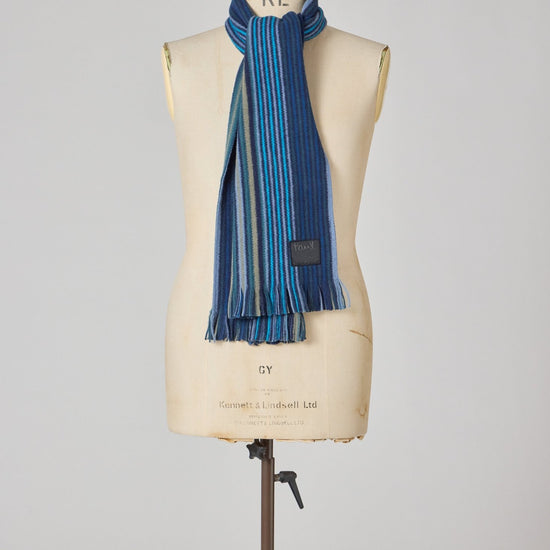 Young Ideas & Henmores -Double Side Stripe Scarf -48 Blue -OS