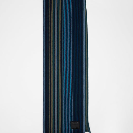 Young Ideas & Henmores -Double Side Stripe Scarf -48 Blue -OS