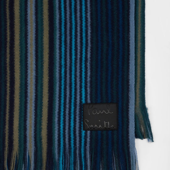 Young Ideas & Henmores -Double Side Stripe Scarf -48 Blue -OS