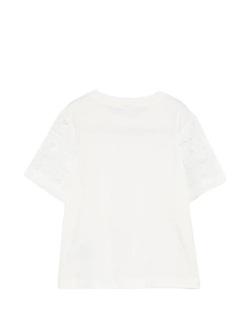 Young Ideas & Henmores -Embroidered Sleeve T-Shirt -02 White -S