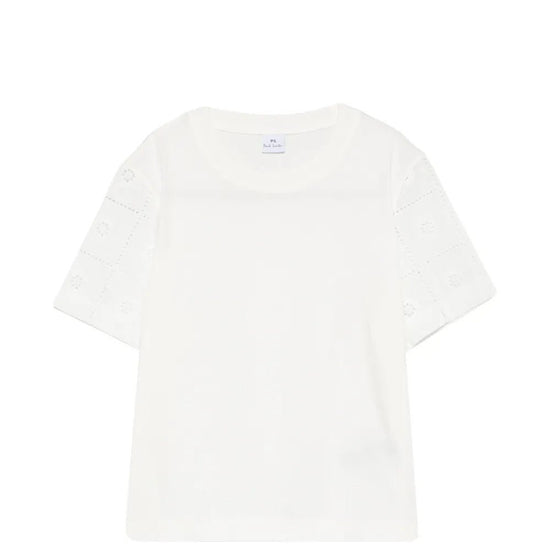Young Ideas & Henmores -Embroidered Sleeve T-Shirt -02 White -S