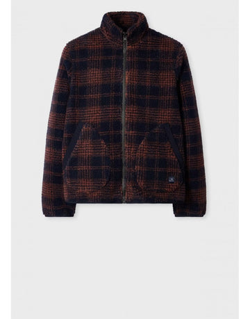 Young Ideas/Henmores - Fleece Checked Full Zip Jacket - 49 Dark Navy - M
