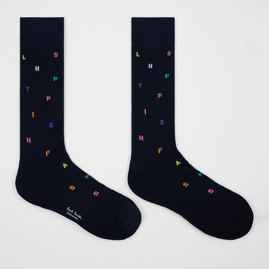 Young Ideas & Henmores -Floating Letters Socks -47 Blue -OS