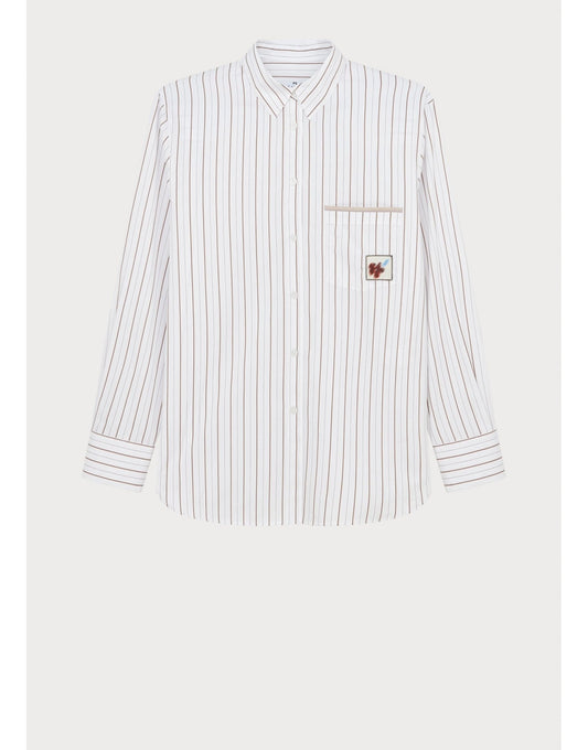 Young Ideas/Henmores - Flower Icon Stripe Shirt - 01 White Stripe - 8