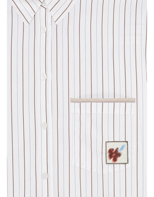 Young Ideas/Henmores - Flower Icon Stripe Shirt - 01 White Stripe - 8