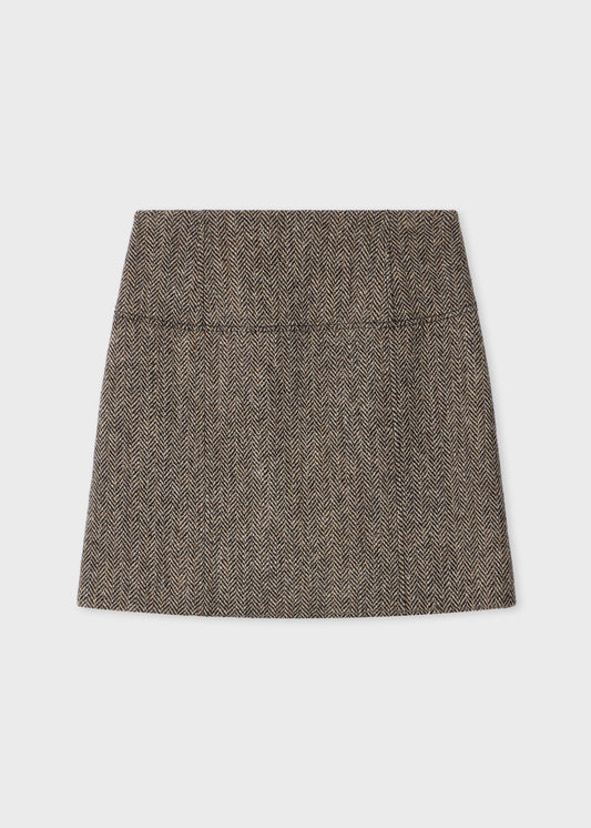 Young Ideas & Henmores -Herringbone Mini Skirt -61 Medium Beige -8