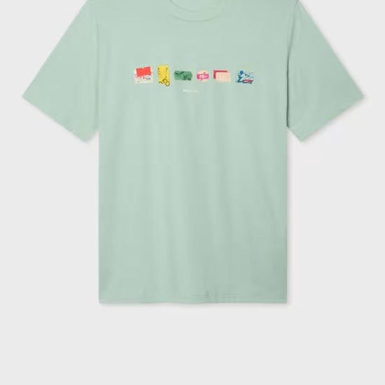 Young Ideas & Henmores -In A Row Graphic T-Shirt -30D Blue/Green -M