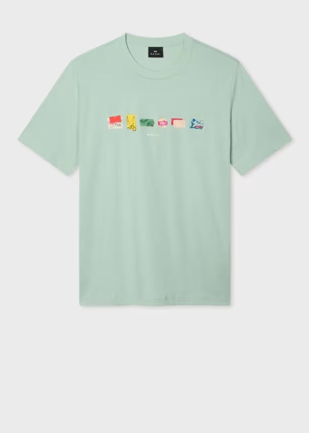 Young Ideas & Henmores -In A Row Graphic T-Shirt -30D Blue/Green -M
