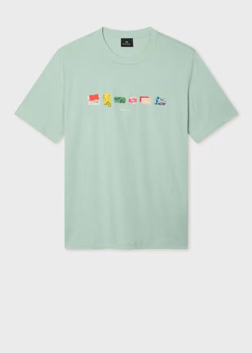 Young Ideas & Henmores -In A Row Graphic T-Shirt -30D Blue/Green -M