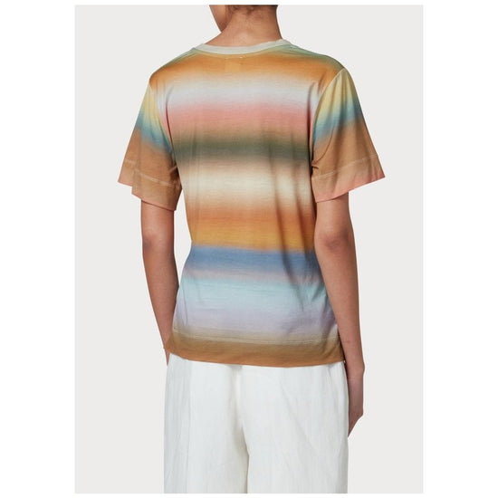 Young Ideas/Henmores - Abstract Stripe Side Tie Detail SS Top - 92 Multi - S