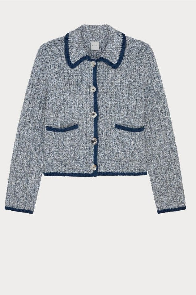 Young Ideas/Henmores - Contrast Hem Boxy Knitted Jacket - 46 Indigo - S