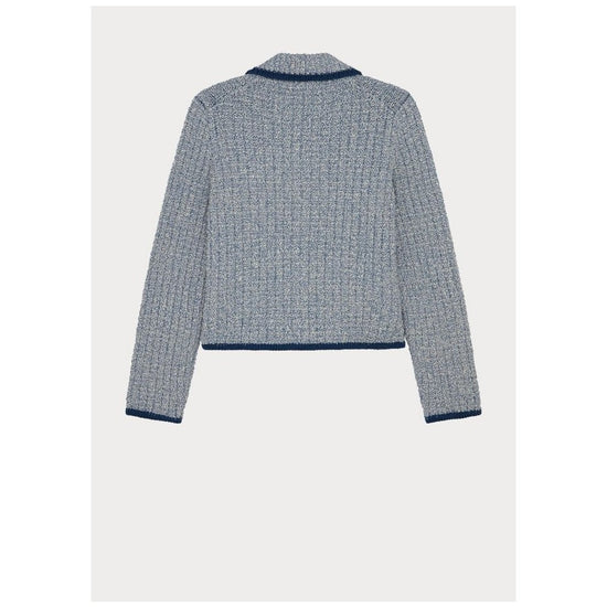 Young Ideas/Henmores - Contrast Hem Boxy Knitted Jacket - 46 Indigo - S