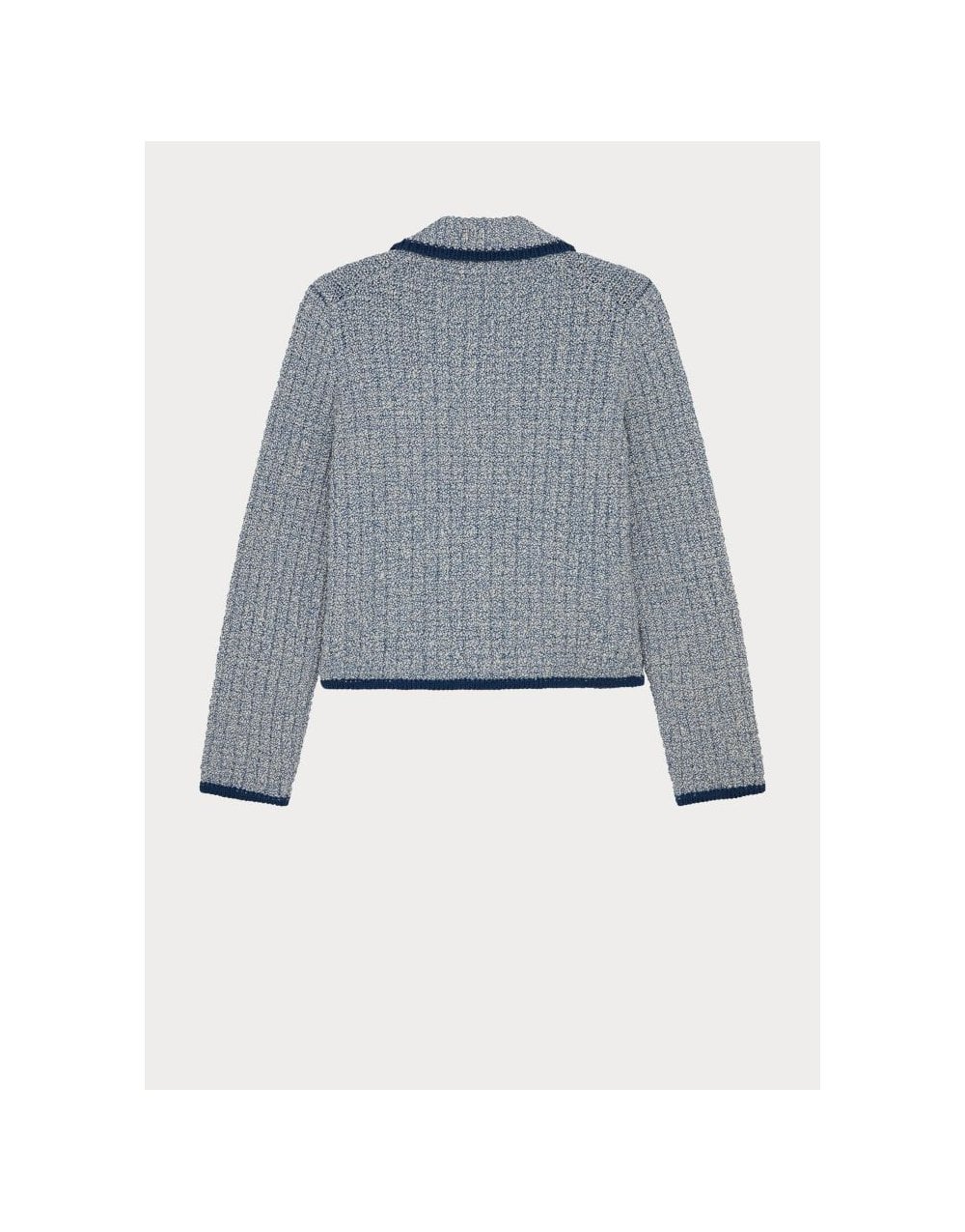 Young Ideas/Henmores - Contrast Hem Boxy Knitted Jacket - 46 Indigo - S