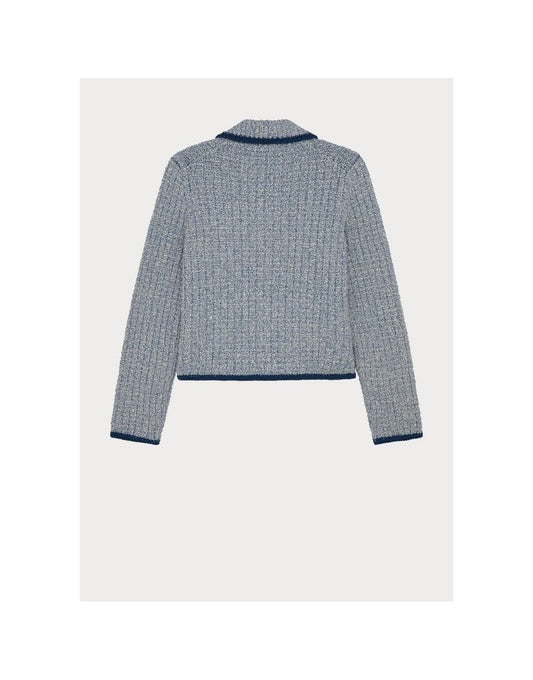 Young Ideas/Henmores - Contrast Hem Boxy Knitted Jacket - 46 Indigo - S