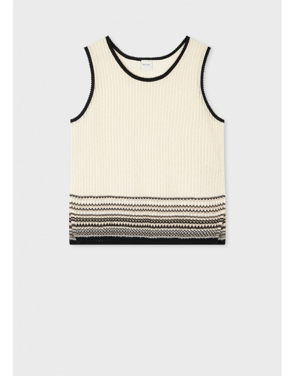 Young Ideas/Henmores - Stripe Detail Sleeveless Knitted Top - 03 Ice White - S